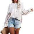 thumbnail image 2 of Suéter de ganchillo para mujer, suéter de ganchillo para mujer, camisa de ganchillo con cuello redondo, blusa optimizada para la excelencia, 2 of 5