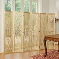 thumbnail image 4 of Folding Room Divider, 66.9 Inch Wood Carved Privacy Screens, Free Assembled Freestanding Simple Decorative Partition for Home Office Restaurant Bedroom (6 Panels, Natural), 4 of 18