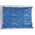 thumbnail image 1 of Blue and Pink Pillow Sham Retro Style Car Concept with Grunge Effect Transportation Vehicle Theme, Decorative Standard Queen Size Printed Pillowcase, 30 X 20 Inches, Blue and Pink, by Ambesonne, 1 of 2
