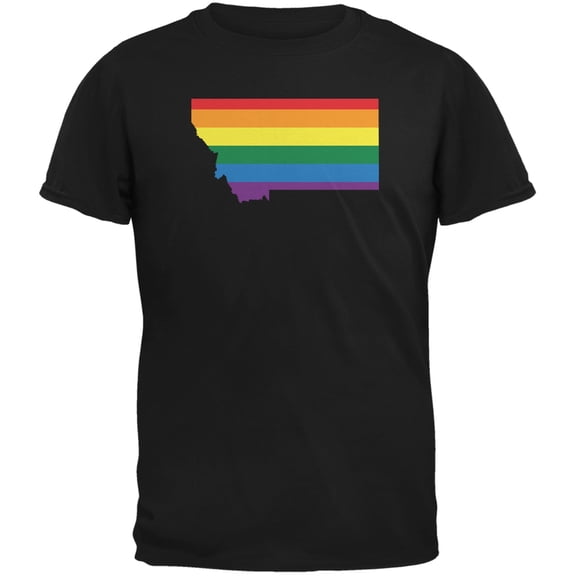 Montana LGBT Gay Pride Rainbow Black Adult T-Shirt - Medium