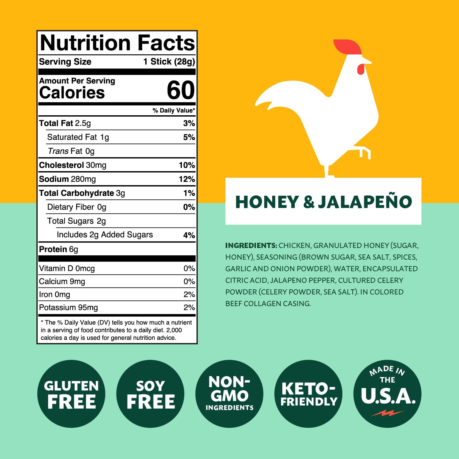 Mighty Spark Honey & Jalapeno Chicken Snack Stick, 1 oz