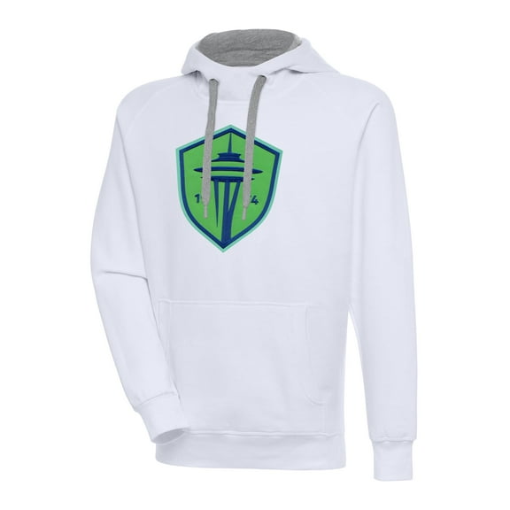 Men's Antigua White Seattle Sounders FC Victory Pullover Hoodie