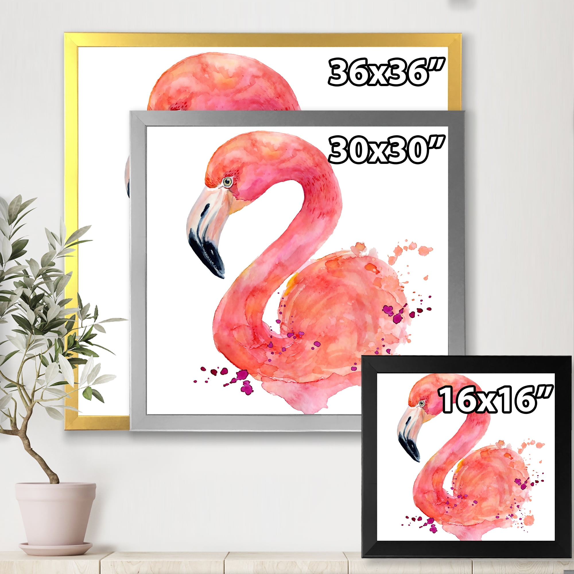 Designart 'Abstract Portrait of Pink Flamingo I' Farmhouse Framed Art Print
