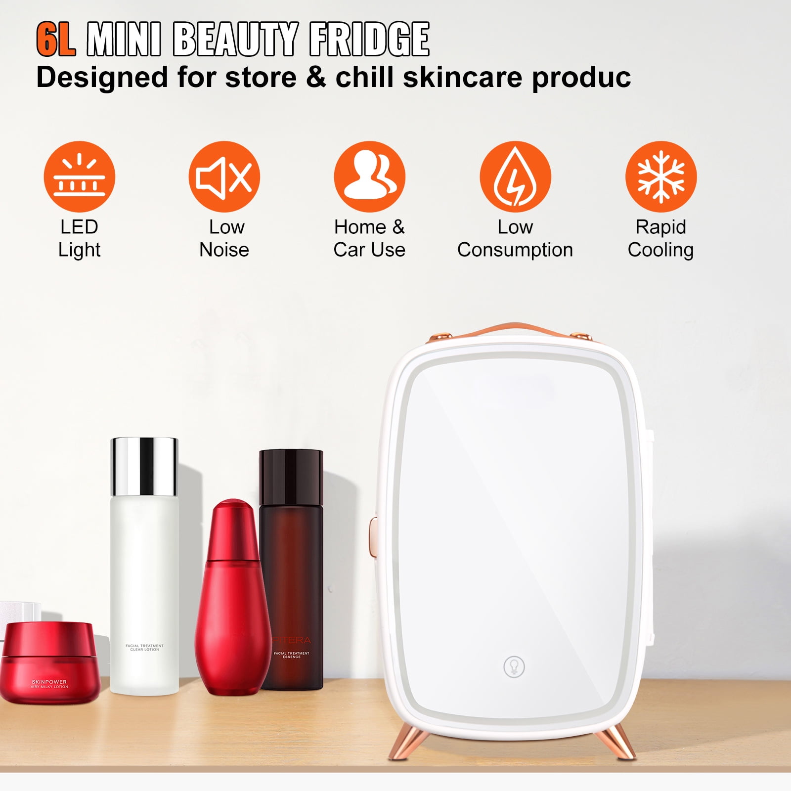 KFFKFF Mini Fridge Refrigerators with USB Cable White, 5.84 lb