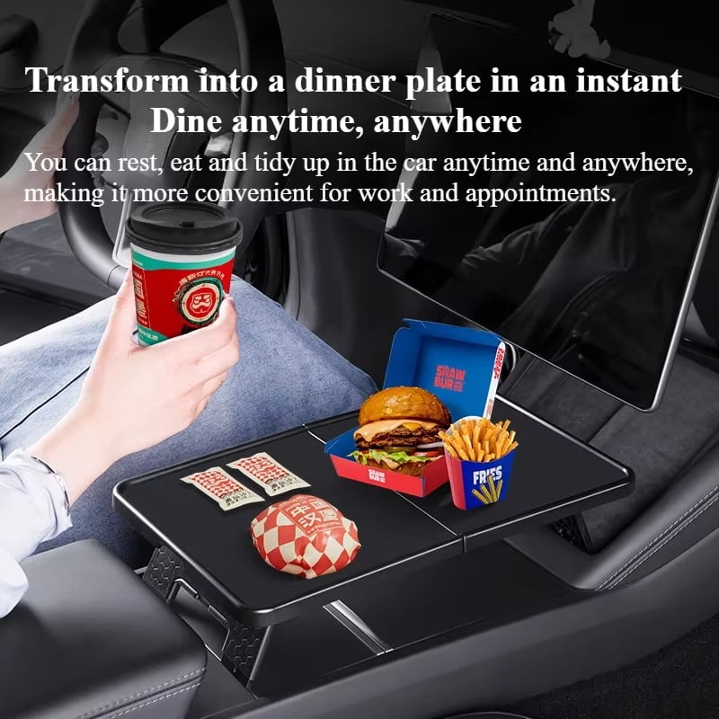 For Tesla Model 3/3 Highland Model Y/Y Juniper 2025 Center Console Table Tray Drink Food Table Desk Plate Board Holder Storage