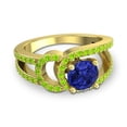 thumbnail image 3 of 2.50 Carat Beautiful Round Cut Blue Sapphire & Peridot Gemstone Engagement Ring for Women Solid 18K Yellow Gold Size 3 by Diamond-Capitals, 3 of 8