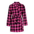 thumbnail image 6 of Aboser Womens Plaid Robes Vintage Checked Print Bathrobes Comfy Long Sleeve Loungewear Loose Fit Belted Towel Robe Sleepwear with Pockets Hot Pink XL, 6 of 8