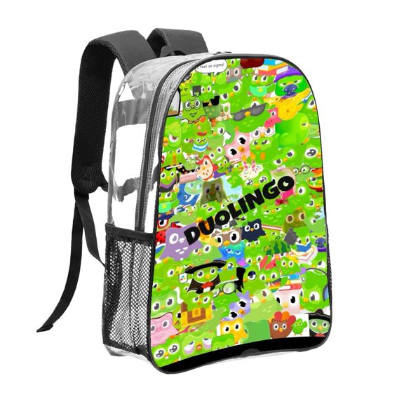 Clear Backpack for Duolingo Heavy Duty for School Work Women Men Transparent Bookbag backpack Stadium Approved See Through Backpack