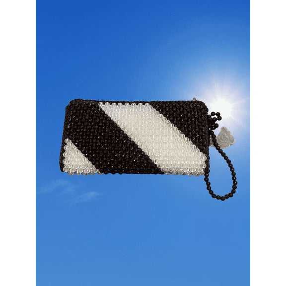 Girls women purse, bead, best gift, brown and white