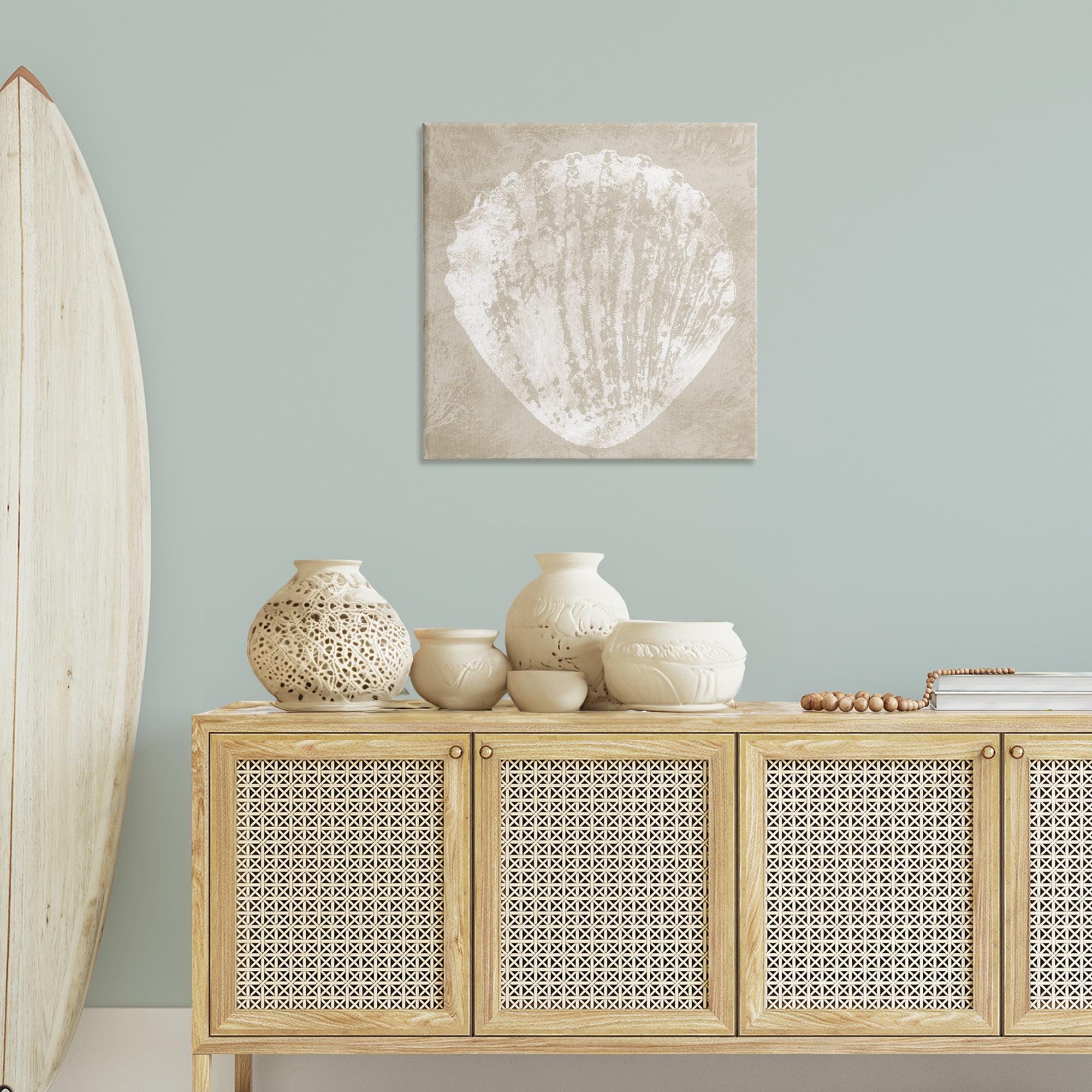 Stupell Industries Rustic Distressed Seashell Nautical & Beach Painting Wrapped Canvas Art Print Wall Art, 30 x 30