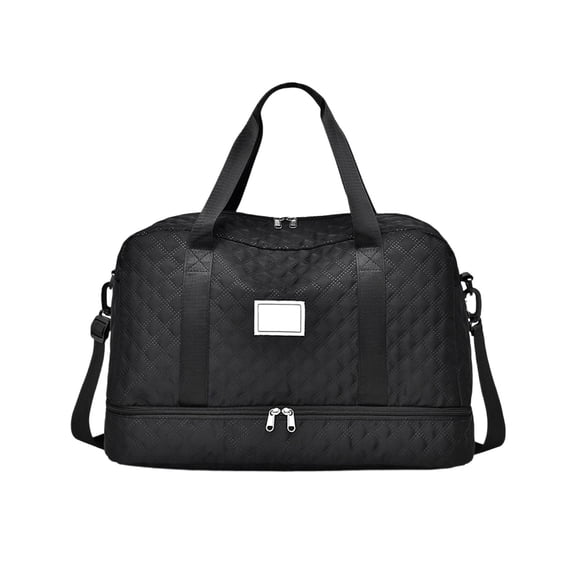 Linnome Quilted Travel Duffle Bag Detachable Crossbody Weekender Tote with Separate Shoe Compartment Large Capacity Water Resistant Carry On Bag for Overnight Gym Trip Vacation