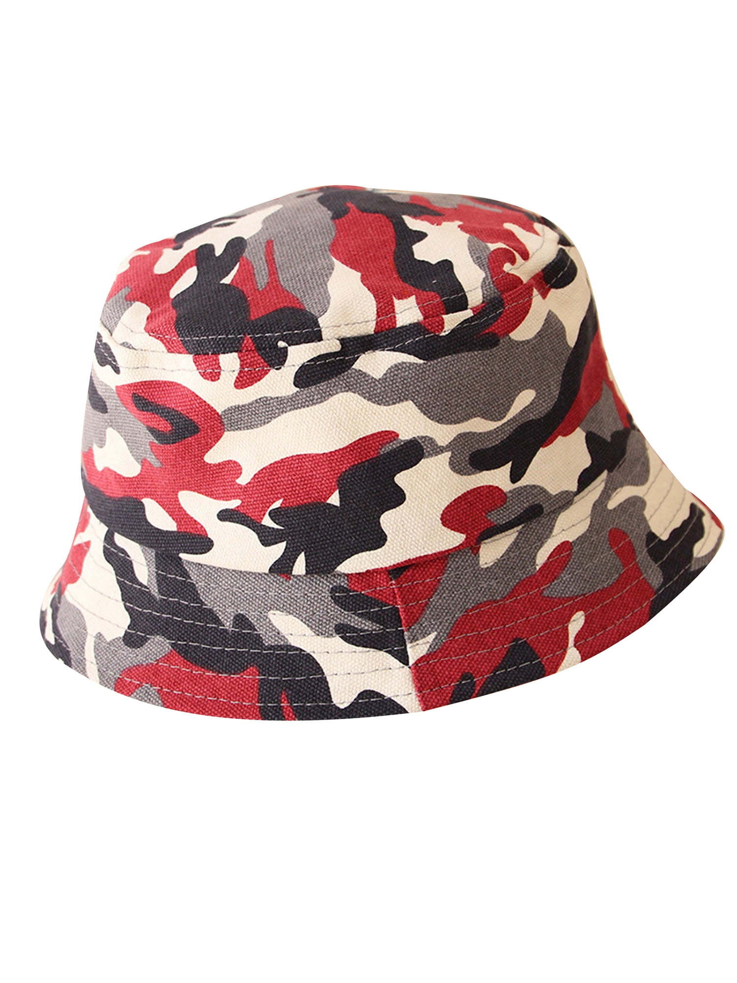 red camouflage bucket hat