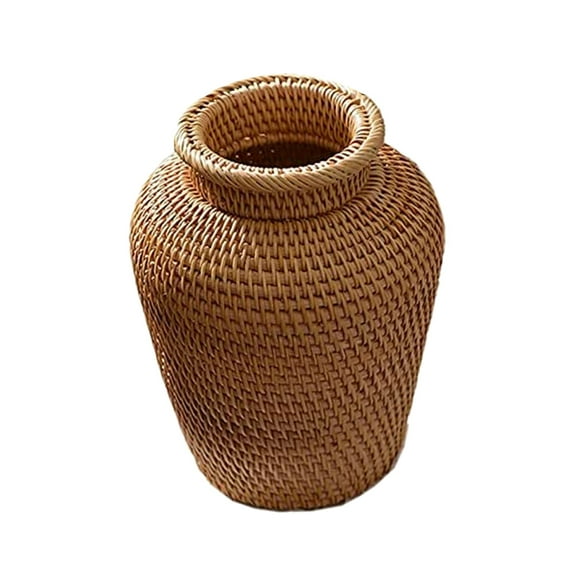 JarróN Tejido de RatáN JarróN de Arte DecoracióN de Mesa una la Moda Maceta para Plantas y Flores Maceta Caprichosa para DecoracióN del Hogar