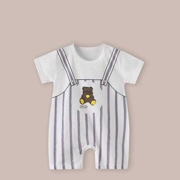 Avtoify Toddler Rompers, Toddler Girls Boys Short Sleeve Printed Color T-Shirt Round Neck Jumpsuit