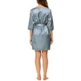 thumbnail image 3 of INSPIRE CHIC Women's 4 Pcs Silk Satin Pajama Set Cami Top Nightgown Lace Robe Sets M Light Blue, 3 of 5