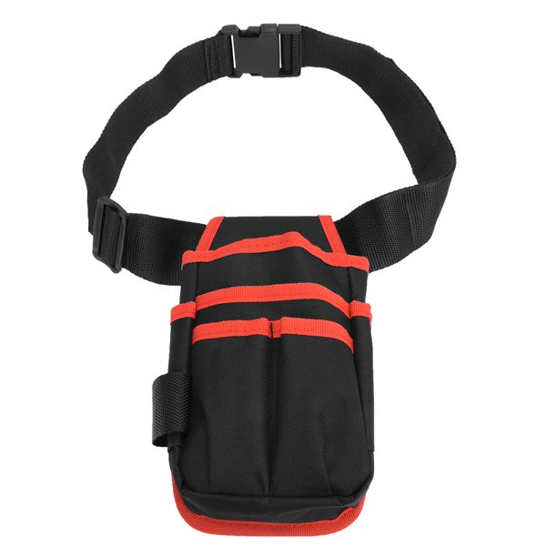 Bolsa de herramientas multifunción portátil de tela Oxford, riñonera para acampar y escalar montañas al aire libre con cinturón, borde rojo