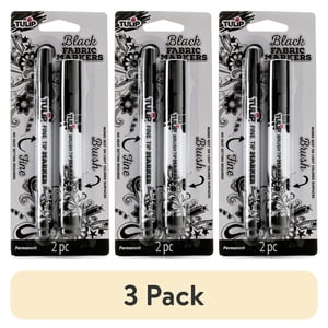 Tulip Fabric Markers, Black Fine & Brush Tip (3-Pack)