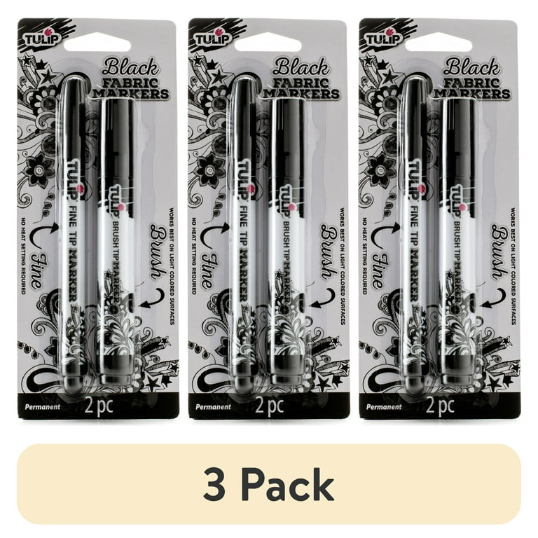 Tulip Fabric Markers, Black Fine & Brush Tip (3-Pack) photo 1