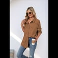 thumbnail image 5 of Corduroy Button Down Shirts for Women Dressy Casual Long Sleeve Loose Fit Shacket with Pocket Caramel Color S, 5 of 7