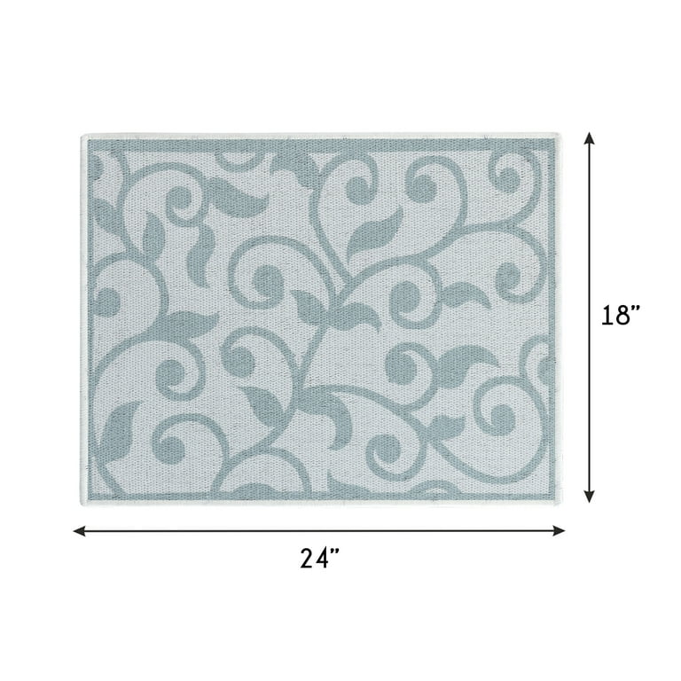 SUSSEXHOME 18 in. x 24 in. Turquoise Super-Absorbent Washable
