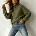 thumbnail image 4 of Women's Turtleneck Knit Sweaters Long Sleeve Pullover Tops, Casual Relaxed Fit Textured Sweater Shirts for Daily Wear, 4 of 5