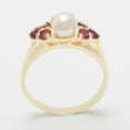 thumbnail image 2 of LBG British Made 10k Yellow Gold Cultured Pearl & Garnet Womens Cluster Ring - 33 size options - Size 8, 2 of 6