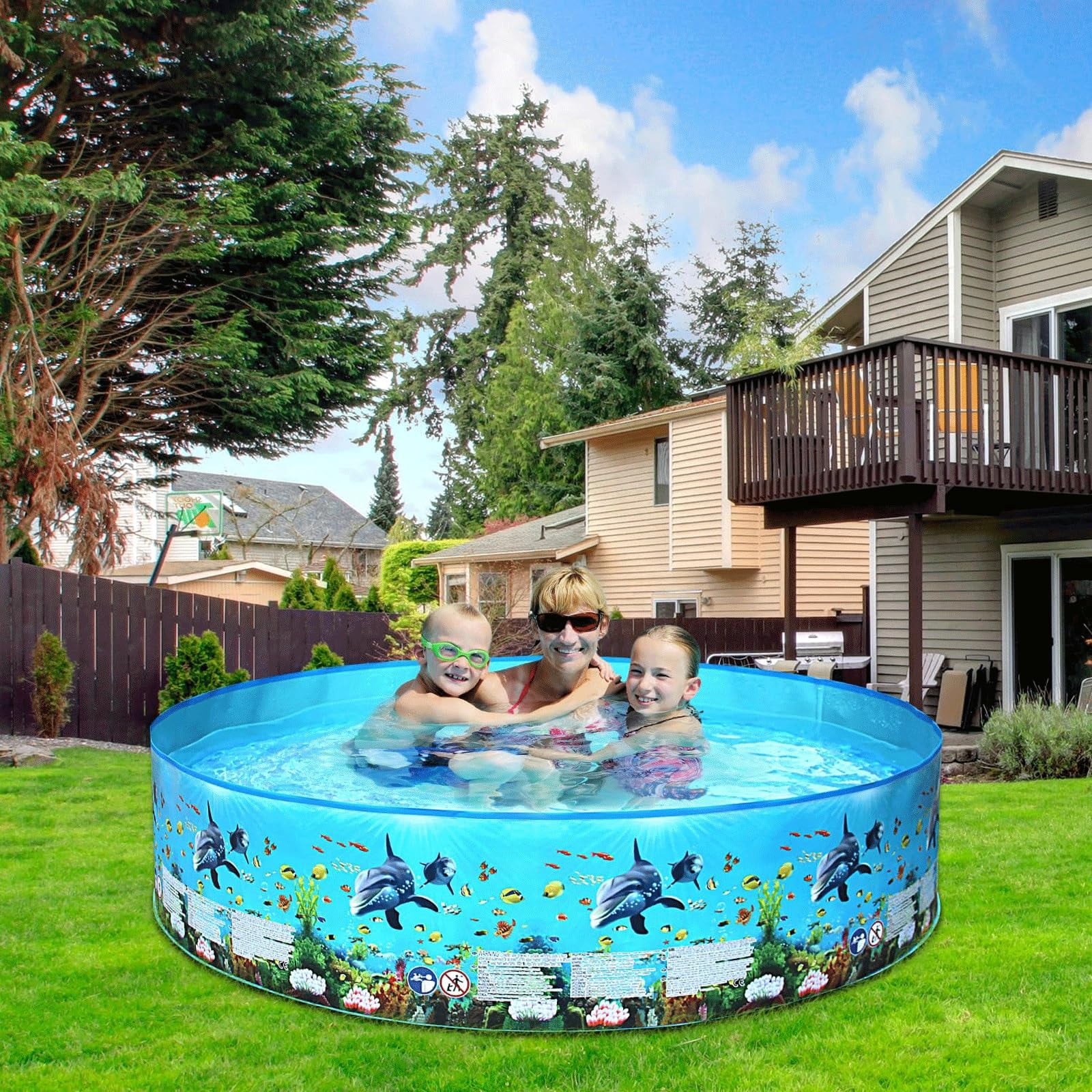Circular Outdoor Swimming Pool,Non Inflatable Swimming Pool for Marine Life,Plastic Outdoor Swimming Pool,Foldable Circular Pool(122 * 25CM)