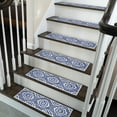 thumbnail image 1 of SussexHome Flower Design 9" X 28" Stair Treads - 150 % Cotton Anti-Slip Carpet Strips for Indoor Stairs-Easy to Install Stair Treads with Double Adhesive Tape-Safe, Extra-Grip, 15-Pack-Navy, 1 of 8