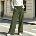 thumbnail image 2 of Njagoc3 Linen Pants Women | Drawstring Waist Relaxed Trousers with Large Front Pockets | Loose Fit for Fall Casual Daily Wear & Travel Activities，Army Green，XL, 2 of 6