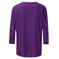 thumbnail image 5 of asdoklhq Christmas Womens Flannel Shirt Women's Christmas Printed Round Neck 3/4 Sleeve T-shirt Loose Top Long Sleeve Round Neck Top/Shirt Purple L, 5 of 5