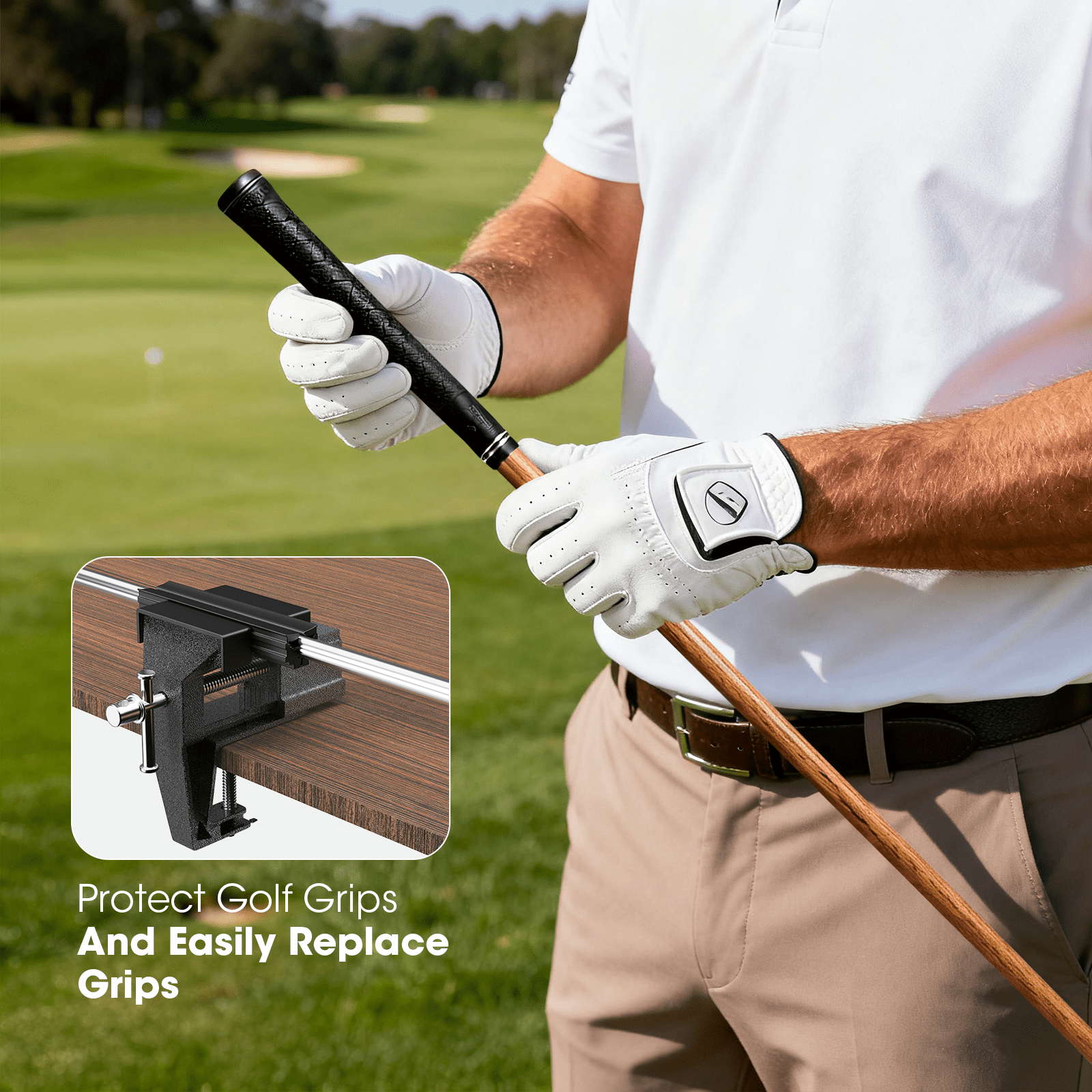 Golf Grip Kit for Regripping Golf Clubs, Portable Table Vise Rubber Clamp for Golf Grip Removal Tool , Golf Club Regripping Kit