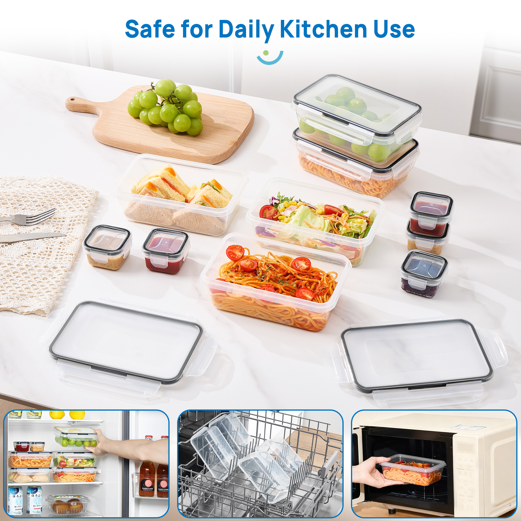 Sindcom 5-Pack Food Storage Containers with Lids, Black photo 5