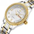thumbnail image 3 of Reloj para parejas, resistente al agua, con luz nocturna, hebilla de mariposa, correa de acero, reloj dorado con diamantes para hombre, 3 of 6