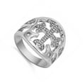 thumbnail image 4 of Clear Cubic Zirconia Filigree Cross Ring .925 Sterling Silver Band White Jewelry Female Male Size 11, 4 of 4