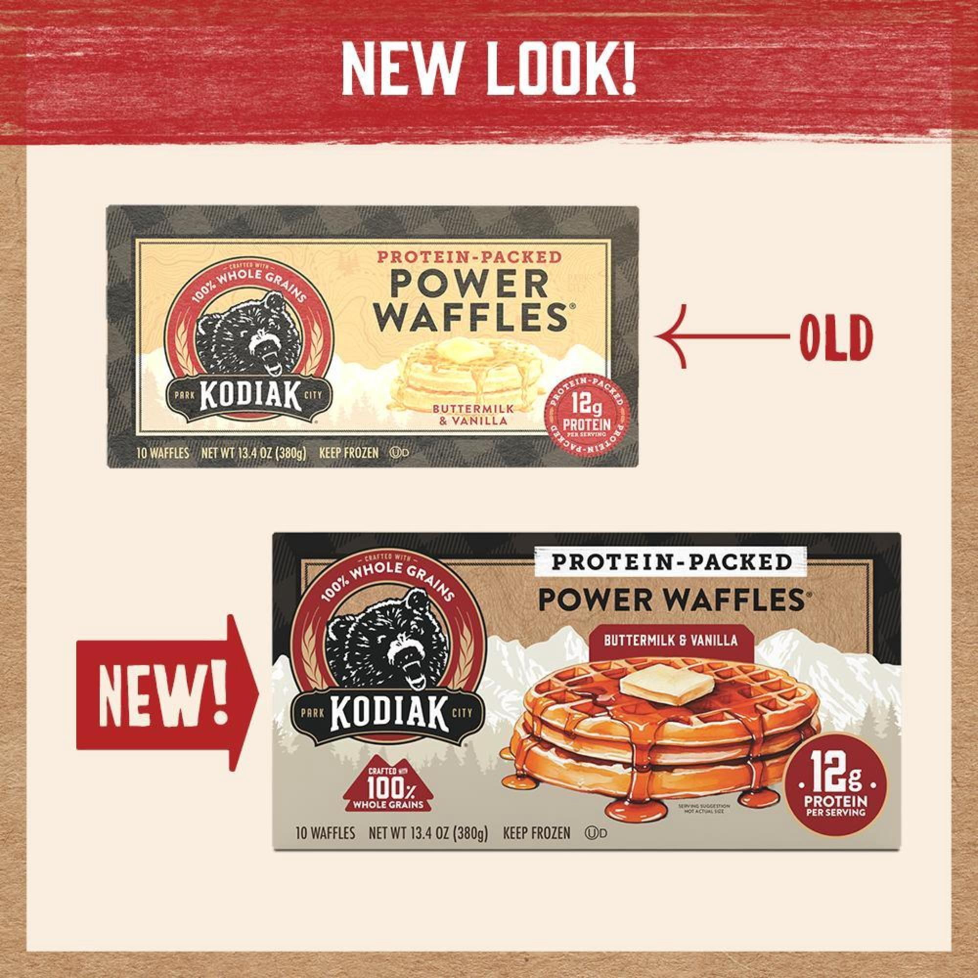 Kodiak Protein-Packed Buttermilk and Vanilla Power Waffles, 13.4 oz, 10 Count (Frozen)