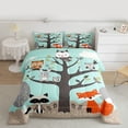 thumbnail image 2 of Manfei Cartoon Fox Raccoon 3 Pieces Queen Comforter Set for Preppy Children Kids,Kawaii Jungle Animal Ultra Soft Bedding Sets,Cute Wildlife Bedding Comforter Set,Breathable Home Decor, 2 of 8