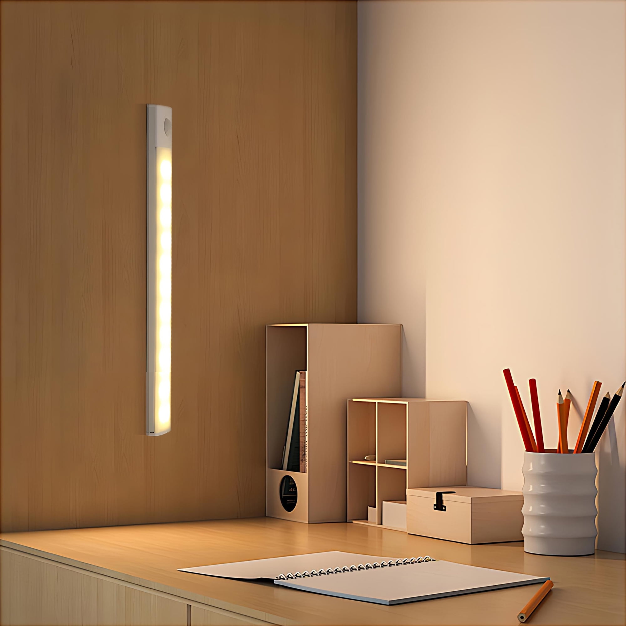 INSMART 4-Pack Under Cabinet Lights with 40 LED, USB Rechargeable Motion Sensor Closet Lighting for Kitchen Wardrobe, 3-Speed Dimming, No Wiring, Magnetic Strip (7.9in)