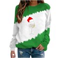 thumbnail image 1 of Timegard Womens Long Sleeve Tops Christmas Print Crewneck Sweatshirt Pullover Color Block Comfy Tops, 1 of 4