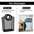 thumbnail image 6 of NPET Large Laundry Hamper Basket, Protable Plastic Clothes Bag with EVA Waterproof & Breathable Mesh Material, Storage Bins for Laundry, Bathroom, Bedroom and Dormitor (Handbag,Black), 6 of 7