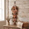 thumbnail image 4 of Decorative Heart Wall Hanging, Rustic Farmhouse‑Style Wall Ornament with Plaid Bow, Wood Beads, Artificial Berries and Bottom Tassel for Indoor Wall Decoration, 4 of 7