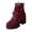 Wine, variant on Brown Women'S Ankle Boots Round Toe Back Zipper Chunky Heel Flock Fabric Casual Outdoor Fall Winter Trendy Mid Heel Height Boots