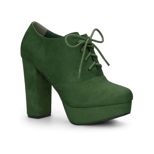 Unique Bargains Women's Platform Block Heel Lace Up Ankle Boots