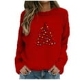 thumbnail image 2 of ClodeEU Women's Christmas Fleece Sweatshirt ,Cute Santa Claus Graphic Long sleeve Pullover Red 05,Womens Plus XXL, 2 of 5