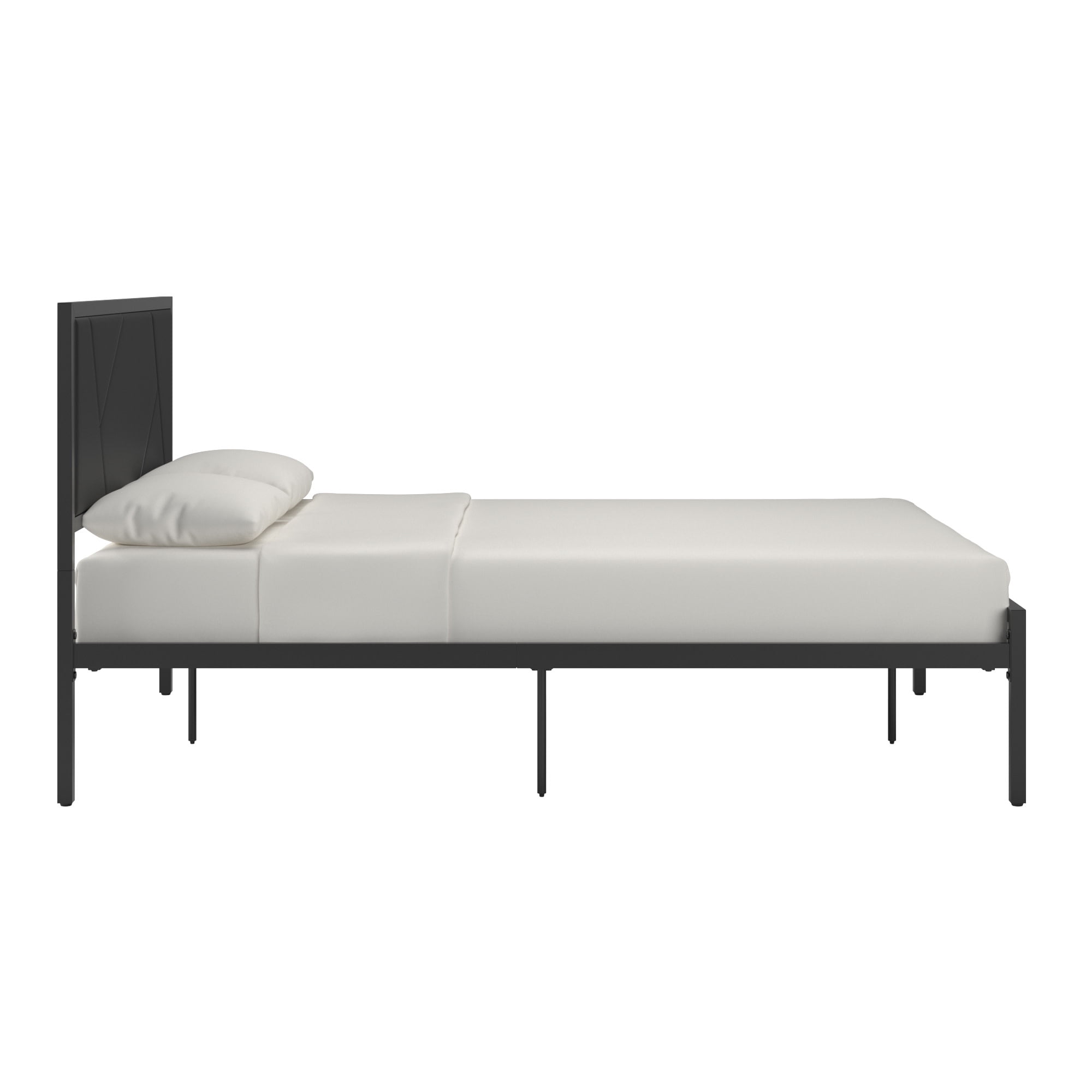 Weston Home Berzelia Metal Platform Bed with Geometric Headboard, Full, Black