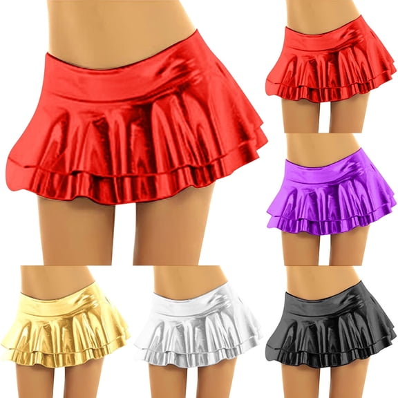 Skirts for Women Carnival Irregular Sexy Short A Line Pleated Casual Comfortable Womens Skirt Black L