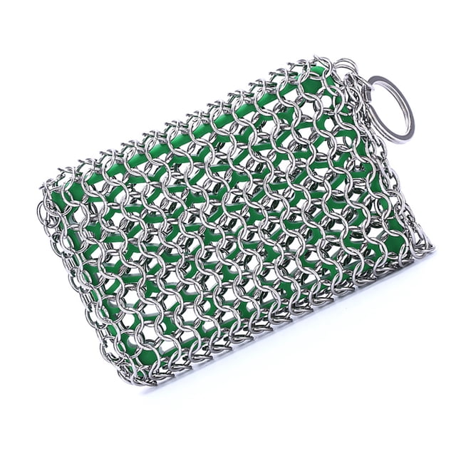 Limpiador De Hierro Fundido Limpiador De Acero Inoxidable Depurador De Cadena De Hierro Con Inserto De Silicona Depurador De Cota De Malla Para Sartenes De Hierro Fundido Utensilios De Cocina Sartén Methold HA026581-01