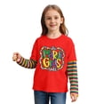 thumbnail image 3 of KKBOTIVE Kids Mardi Gras Outfit Casual Striped Long Sleeve Shirt Round Neck Tops for Boys Girls Daily Festive Tees Pullover, Red Size: 3-4 Years, 3 of 6