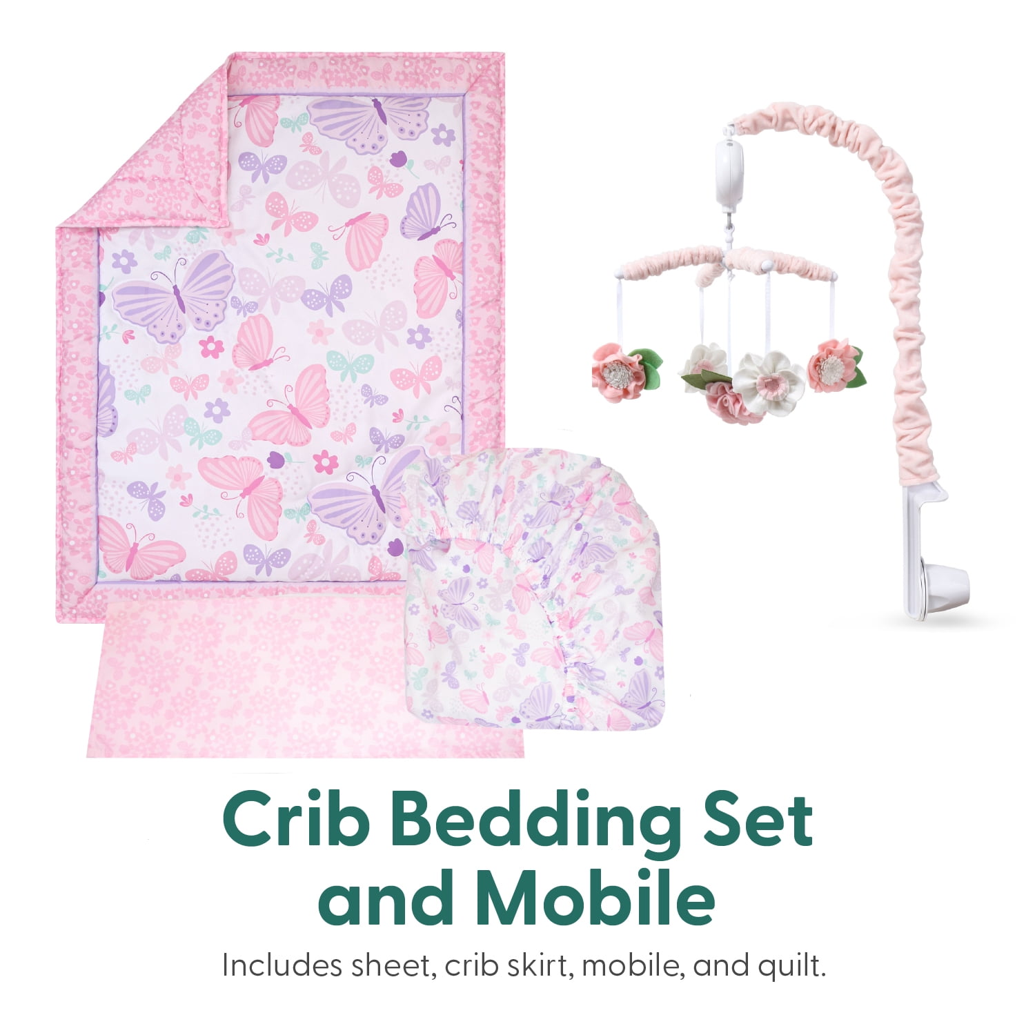 The Peanutshell Crib Bedding, Boho Celestial Baby Crib Bedding Set & Stuffie Plush Toy, 4-Piece Set