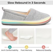 EverFoams Womens' Memory Foam Comfort Knit House Shoes Light Weight Terry Cloth Loafer Slippers with Anti-Skid Rubber