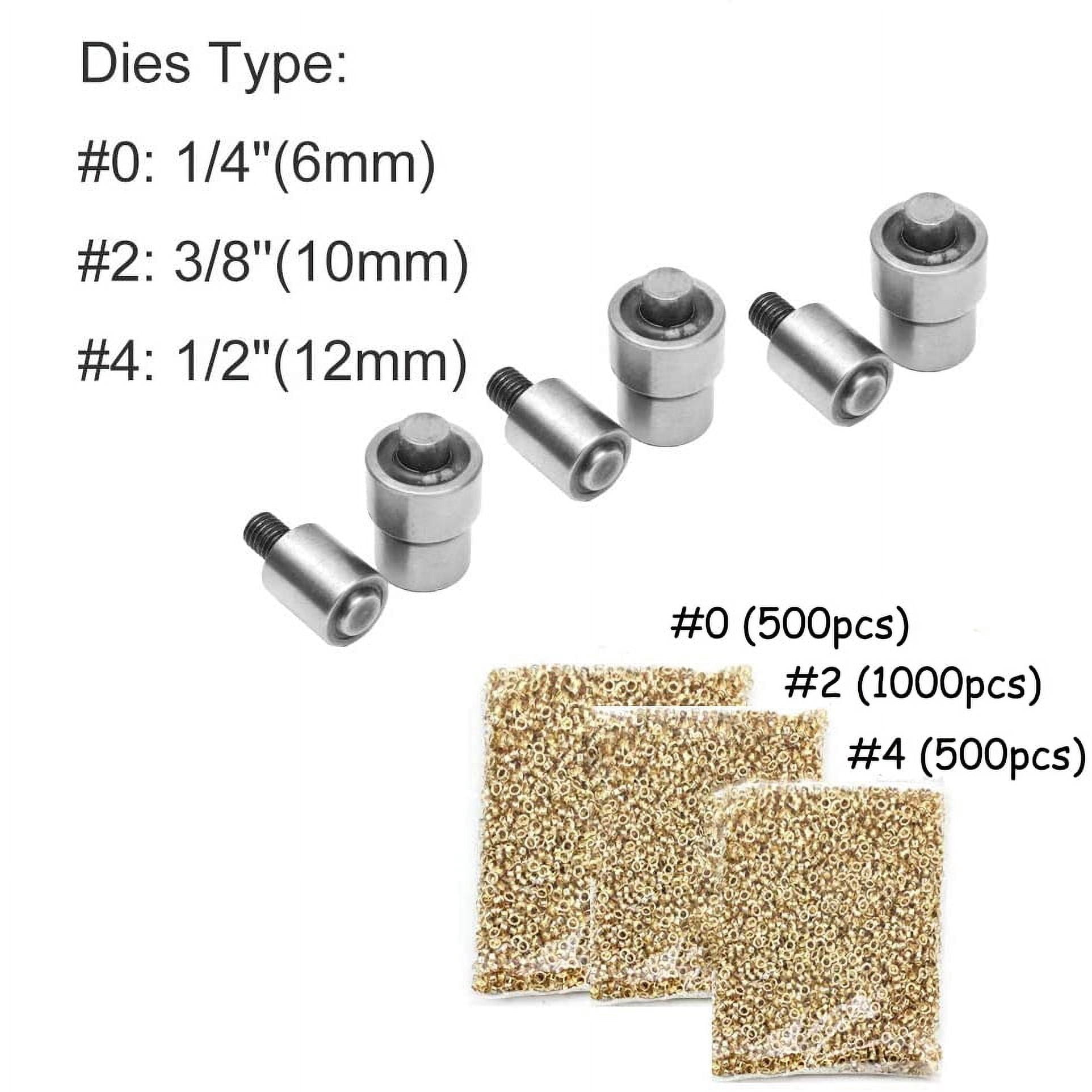 iMeshbean Heavy Duty Hand Press Eyelet Grommet Machine with 3 Die (#0#2#4) & 2000Pcs Golden Grommets Gold Eyelet Craft Tool Kit Hole Punches Machine (1000pcs 3/8 inch）